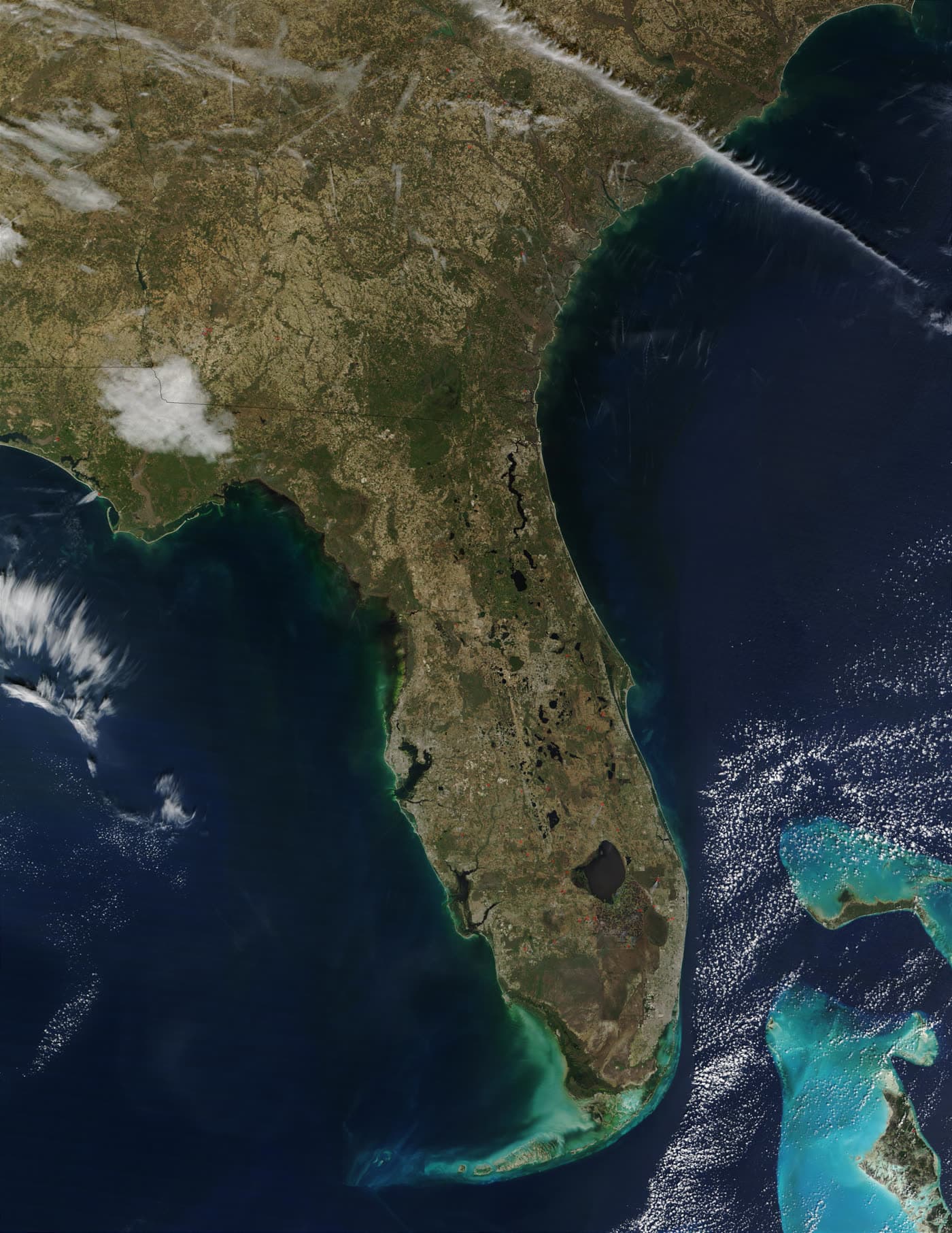 Daytime satellite photo of Florida from space